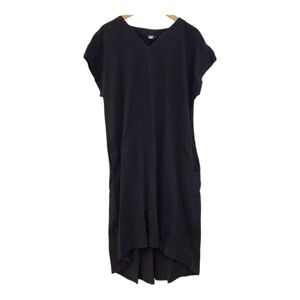 Lands' End Black Casual Dolman Sleeve V-Neck High Low Dress Size LP